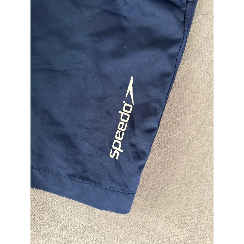 Speedo‎ Men Blue Athletic Swim Trunks Size M Lined Drawstring Summer Swim Beach